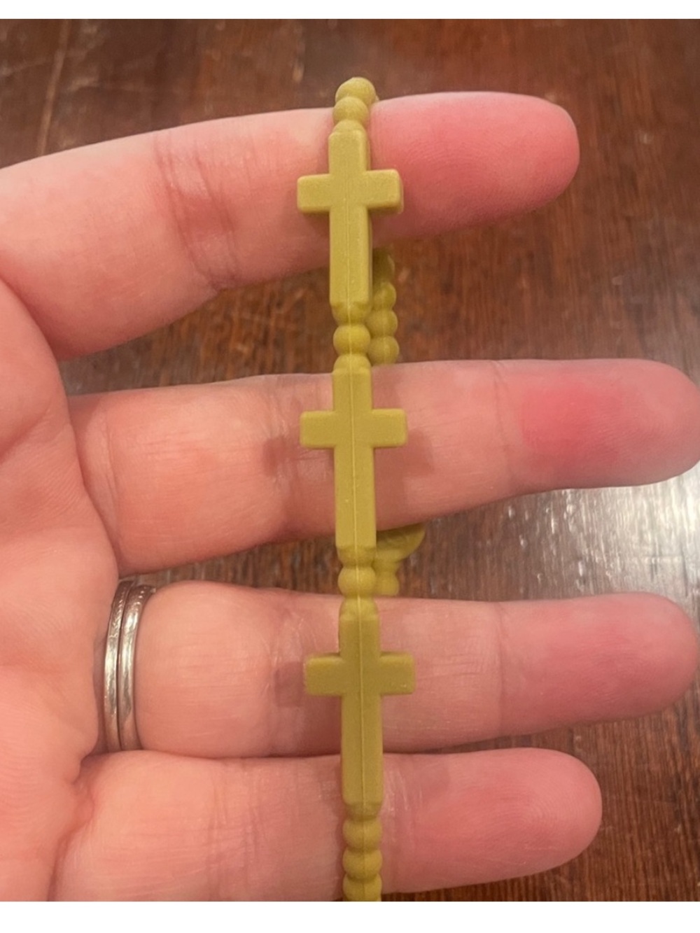 Plunder Jewelry Silicone Jesus Bracelet Set. Triple cross w/beaded texture. New - Picture 3 of 4